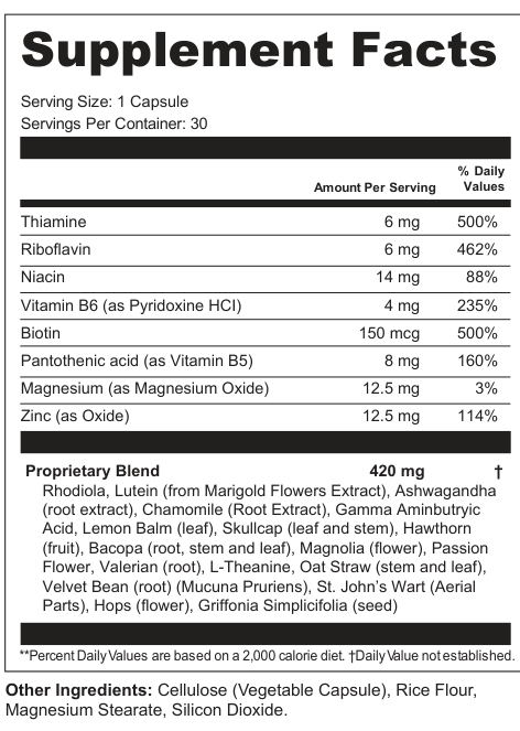 Supplement Facts for Vivid Echo
